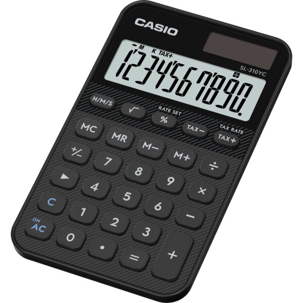 CASIO Taschenrechner, Solar- Batteriebetrieb, 10-stellig, schwarz SL-310YC-BK