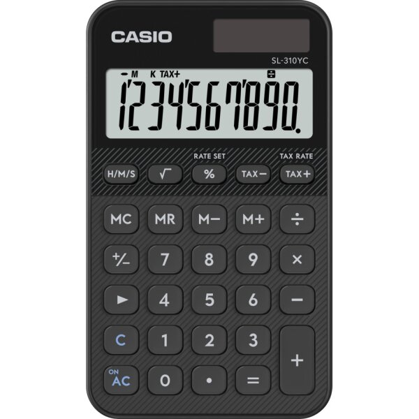 CASIO Taschenrechner, Solar- Batteriebetrieb, 10-stellig, schwarz SL-310YC-BK