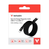 VERBATIM Ladekabel USB-C, 120 cm, 100W, magnetisch, schwarz