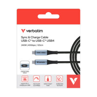 VERBATIM Ladekabel USB-C, 120 cm, 240W, LED, schwarz silber