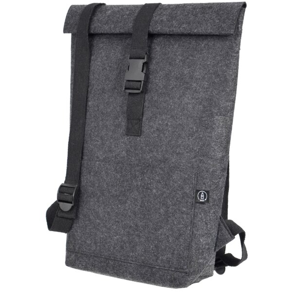 STOP Rolltop-Notebook-Rucksack, RPET-Filz, dunkelgrau