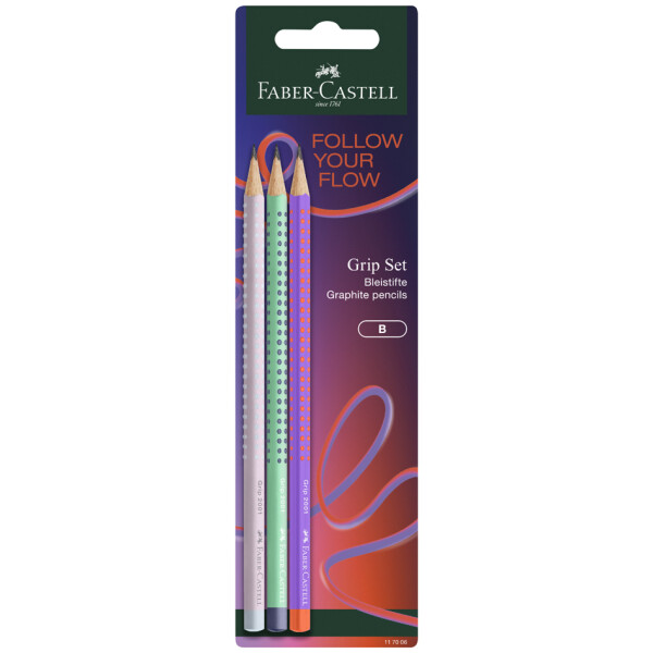 FABER-CASTELL Bleistift GRIP 2001 Flow Edition, 3er Blister