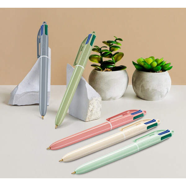 BIC Druckkugelschreiber 4 Colours Mineral Tones, 12er Box