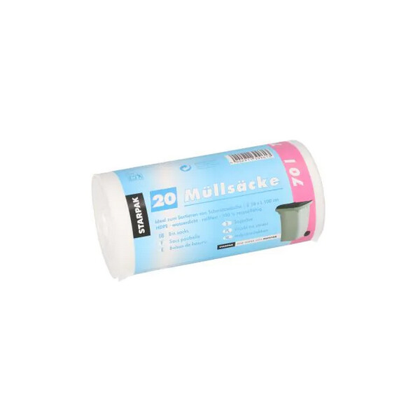STARPAK Mülleimerbeutel HDPE, 70 Liter, transparent