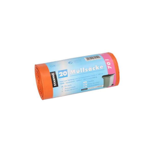 STARPAK Mülleimerbeutel HDPE, 70 Liter, transparent