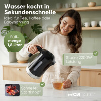 CLATRONIC Wasserkocher WK 3840, kabellos, 1,8 L, schwarz