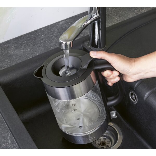 PROFI COOK Wasserkocher PC-WKS 1322, Glas dark inox, 1,7 L