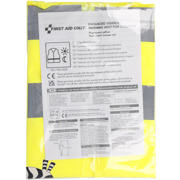 FIRST AID ONLY Kinder-Pannenweste -Warnweste "Zebra" gelb