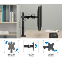 LogiLink Monitorhalterung, Armlänge: 376 mm, schwarz