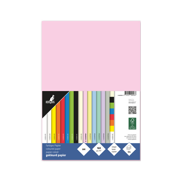 kangaro Multifunktionspapier, DIN A4, 160 g qm, pastellrosa