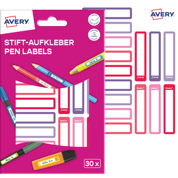 AVERY Stift-Etiketten, Papier, 10 x 50 mm, Rahmen Rosatöne