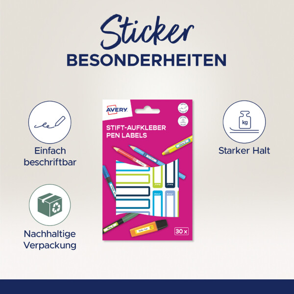 AVERY Stift-Etiketten, Papier, 10 x 50 mm, Rahmen Rosatöne