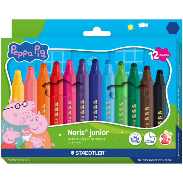 STAEDTLER Fasermaler Noris junior Peppa, 12er Kartonetui