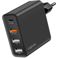 LogiLink USB-Steckdosenadapter, 3x USB-A (QC), 1x USB-C (PD)