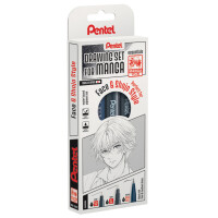 Pentel Fineliner-Set "Manga Face", schwarz, 3er...