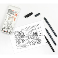 Pentel Fineliner-Set "Manga Action", schwarz, 3er Etui