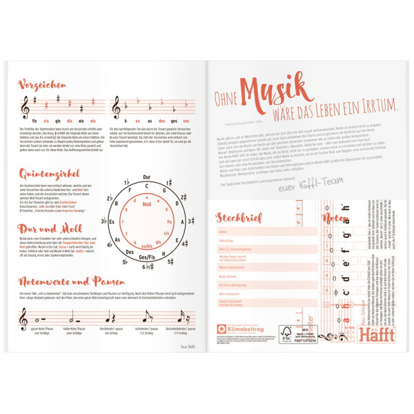 H&auml;fft Notenheft "Noten &amp; Musik", DIN A4 hoch, 32 Blatt