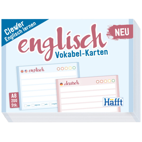 H&auml;fft Vokabel-Karten "Englisch", DIN A8, 74 x 52 mm, 100 St.