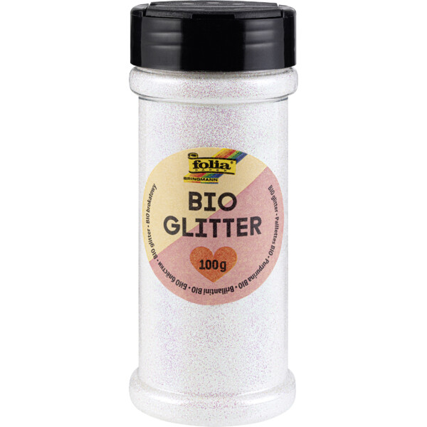 folia BIO Glitter, 100 g, irsisierend wei&szlig;