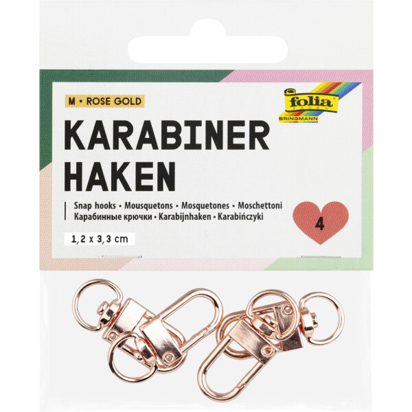 folia Karabinerhaken M, 12 x 33 mm, ros&eacute;gold