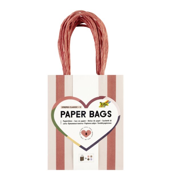 folia Papier-Tragetaschen "STRIPES CLASSIC", Gr&ouml;&szlig;e: M