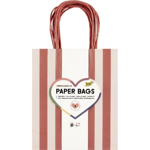 folia Papier-Tragetaschen "STRIPES CLASSIC", Gr&ouml;&szlig;e: M