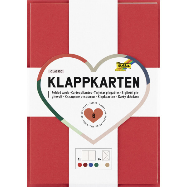 folia Klappkarten CLASSIC, 105 x 148 mm, farbig sortiert