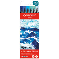 CARAN DACHE Fasermaler FIBRALO Brush MARINE, 6er Set