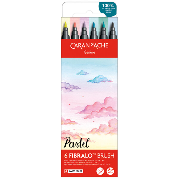 CARAN DACHE Fasermaler FIBRALO Brush PASTEL, 6er Set