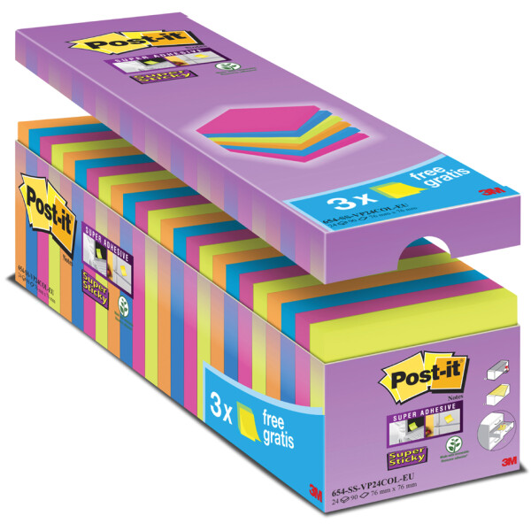 Post-it Haftnotizen super sticky notes, 76 x 76 mm, 8+4