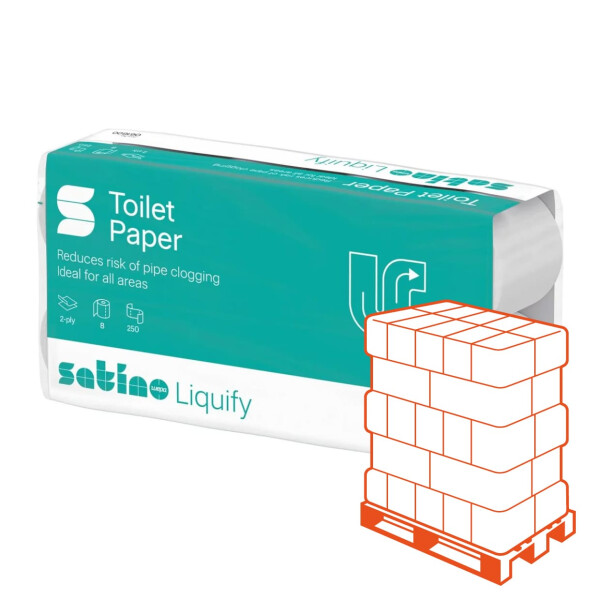 SATINO Liquify Toilettenpapier wei&szlig;, 2-lagig, 250 Blatt - 1 Palette (2.112 Rollen)