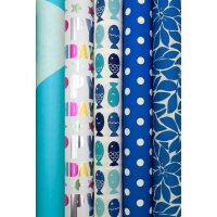 BRAUN+COMPANY Geschenkpapierrolle True blue, 2 m x 70 cm,...