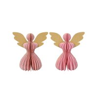 Weihnachtsfigur Engel, 14 x 8,5 x 15 cm, Wabe, rosa,...
