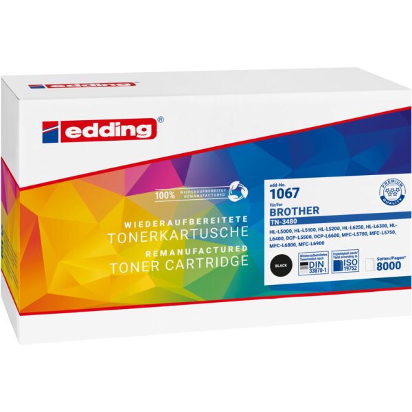 EDDING Toner 1067, ersetzt Brother TN-3480, f&uuml;r ca. 8.000 Seiten, schwarz 18-1067