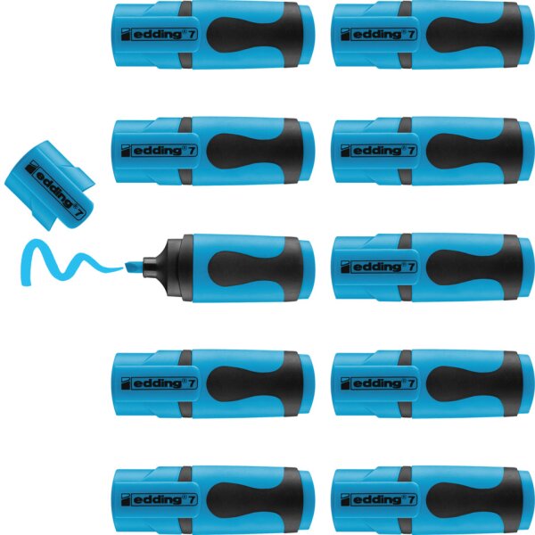 EDDING Textmarker 7 mini, 1-3mm, 10 St&uuml;ck, neonblau 4-7-10063