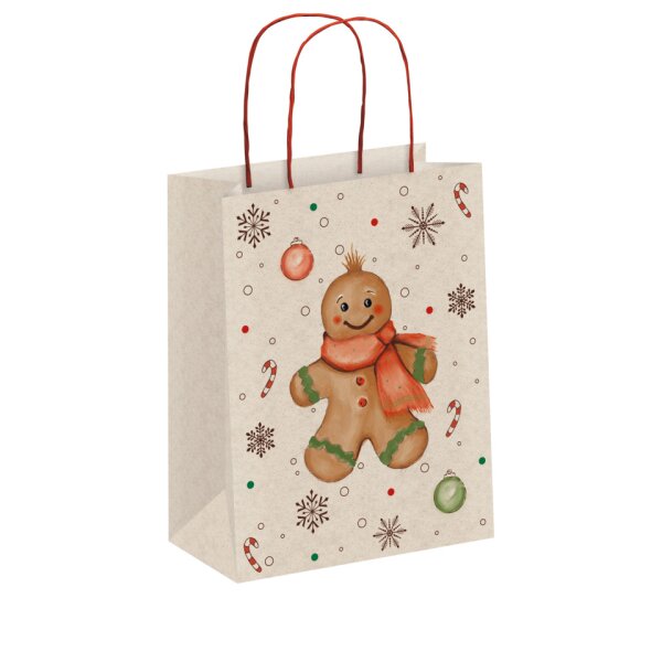 Z&Ouml;WIE Weihnachts-Geschenktragetasche Gingerbread Man, 23 x 18 x 9 cm, Graspapier 70110 21441