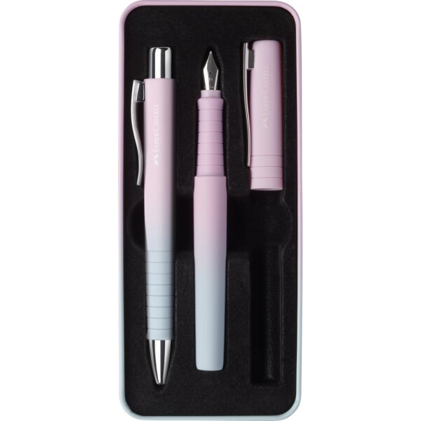 FABER-CASTELL Geschenkset F&uuml;llhalter + Kugelschreiber Poly Pen Ball blushing sky 241054