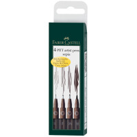 FABER-CASTELL Tuschestift PITT artist pen, schwarz, 4er Etui