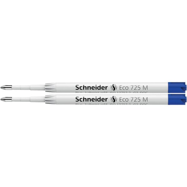 SCHNEIDER Kugelschreibermine Eco 725, dokumentenecht, M, blau, 2er Blisterkarte 50-77253