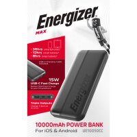 ENERGIZER Powerbank Max, 2 x USB-C, 1 x USB-A, 10.000mAh,...
