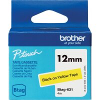 BROTHER Schriftband Btag, 12 mm breit x 4 m lang, schwarz...