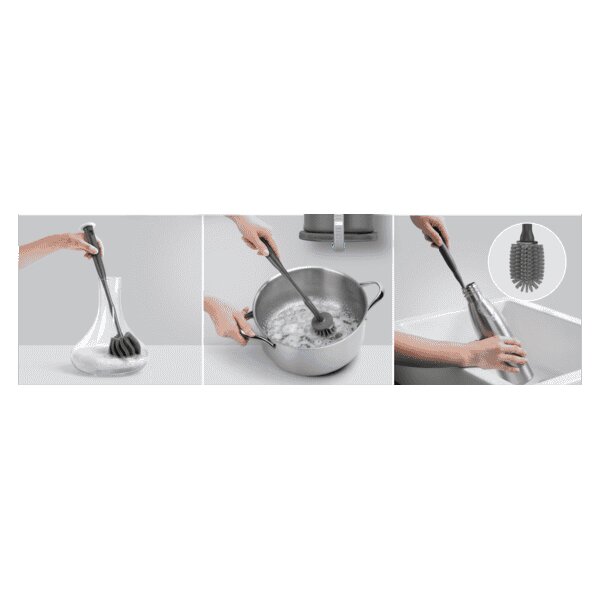 metaltex Reinigungsb&uuml;rsten-Set "Brush-Up", 3-teilig, grau
