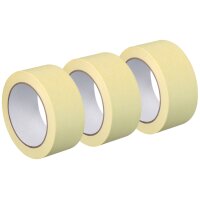 WESTEX Flachkreppband, 48 mm x 50 m, beige, 3er Pack