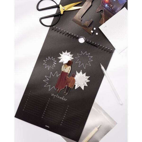 folia Kreativ-Wandkalender, DIN A4, schwarz