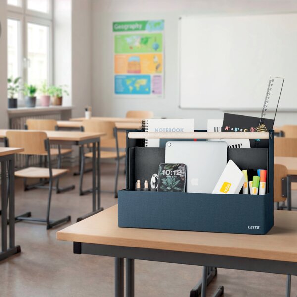 LEITZ Tragbarer Schreibtisch-Organizer mit Holzgriff, Stoff