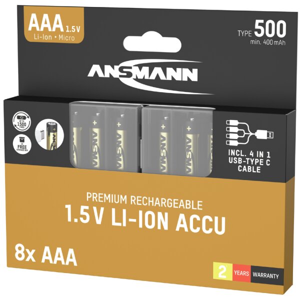 ANSMANN Premium Li-Ion Akku Micro AAA mit USB-C Kupplung