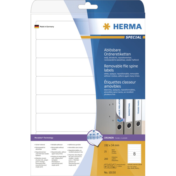 HERMA Ordner-Etiketten "Movables" 192 x 61 mm, wei&szlig;
