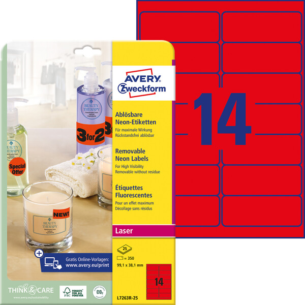AVERY Zweckform Stick&Lift Etiketten, 38,1 x 21,2 mm, gelb