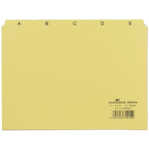 DURABLE Karteiregister A - Z, PP, A5 quer, blau, 25-teilig