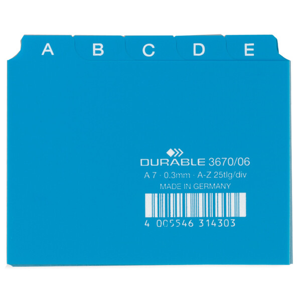 DURABLE Karteiregister A - Z, PP, A7 quer, weiß, 25-teilig